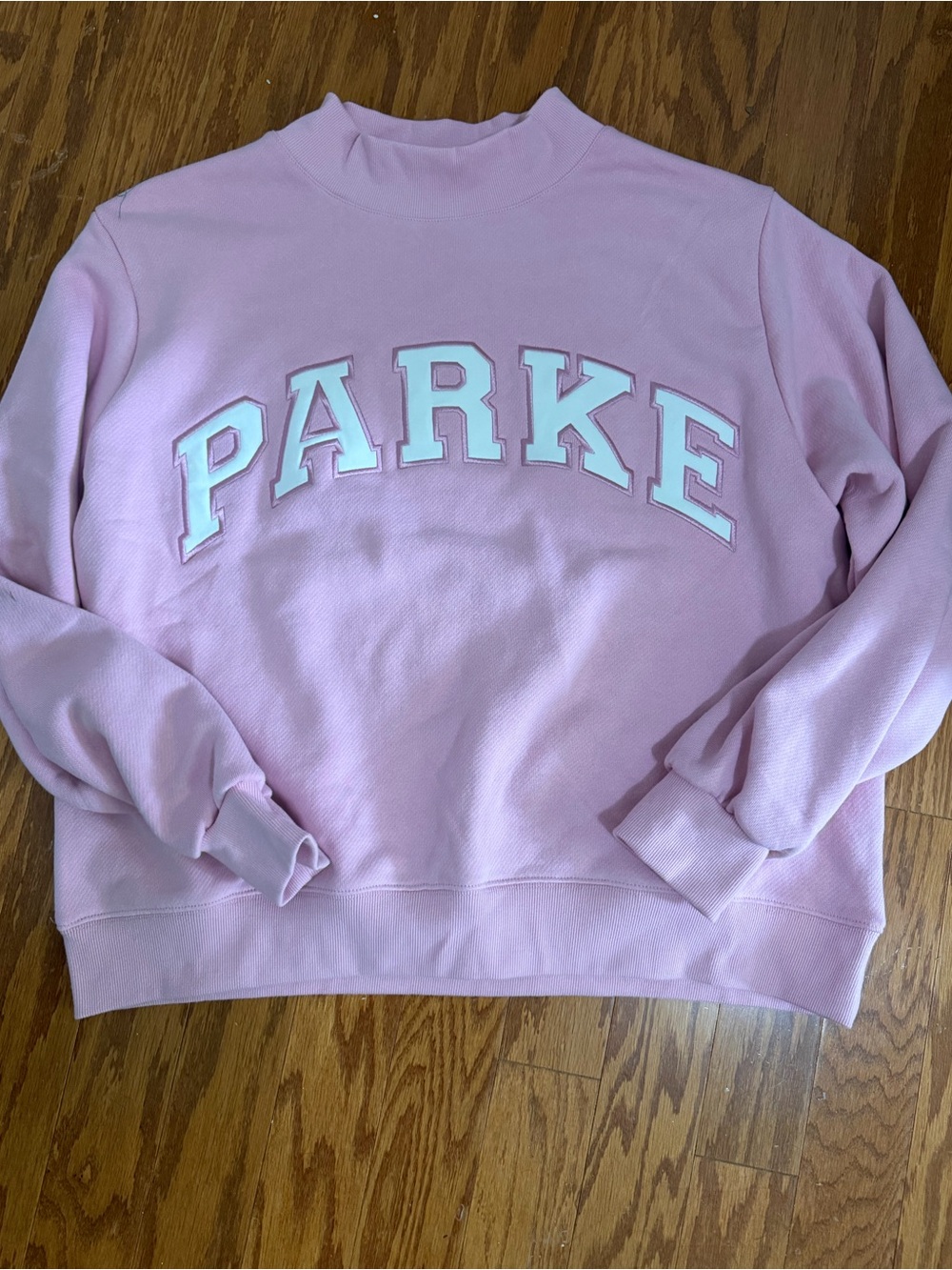 SOLD OUT Parke “fairy” pink heritage mockneck sweatshirt size L/XL- new in bag